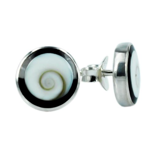Shiva Auge schwarz rund 10mm Ohrstecker 925 Silber