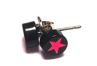 Load image into Gallery viewer, Ohrstecker Stern pink schwarz Edelstahl Unisex Schmuck Ohrringe
