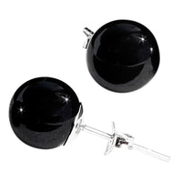 Load image into Gallery viewer, Perlenohrstecker glänzend schwarz Ohrstecker Perle 925er Silber Ohrringe Damen
