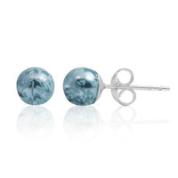 Load image into Gallery viewer, Ohrstecker metallic blau Perle Blumen-Ornamente Perlenohrstecker 925er Silber Damen
