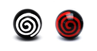 Ohrstecker Spirale Kugel 6 mm rot weiß Acryl Unisex Ohrringe Edelstahl nickelfrei