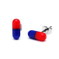Load image into Gallery viewer, Ohrstecker Pille Tablette schmal 9 mm zweifarbig Edelstahl Unisex Schmuck Ohrringe
