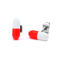 Load image into Gallery viewer, Ohrstecker Pille Tablette schmal 9 mm zweifarbig Edelstahl Unisex Schmuck Ohrringe
