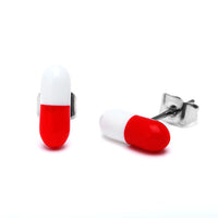 Load image into Gallery viewer, Ohrstecker Pille Tablette schmal 9 mm zweifarbig Edelstahl Unisex Schmuck Ohrringe
