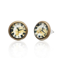 Load image into Gallery viewer, A pair of round, nickelfrei Brass Ohrstecker stud earrings featuring a colorful star design, unisex style, made of 12 mm stainless steel, set in a bronze-colored rim.
