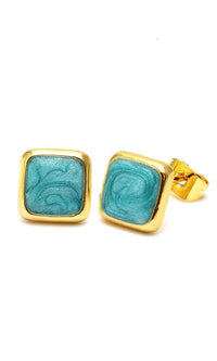 Load image into Gallery viewer, These Brass Ohrstecker feature a colorful star design, are unisex, made of stainless steel, and are 12 mm wide. Nickelfrei for comfort, they're displayed against a white background.
