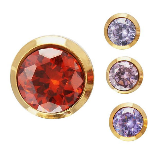 Brass Ohrstecker gold Glaskristall facettiert 10 mm rund nickelfrei rosa orange flieder lila