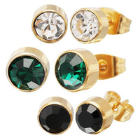 Load image into Gallery viewer, Brass Ohrstecker gold Glaskristall facettiert 6mm rund
