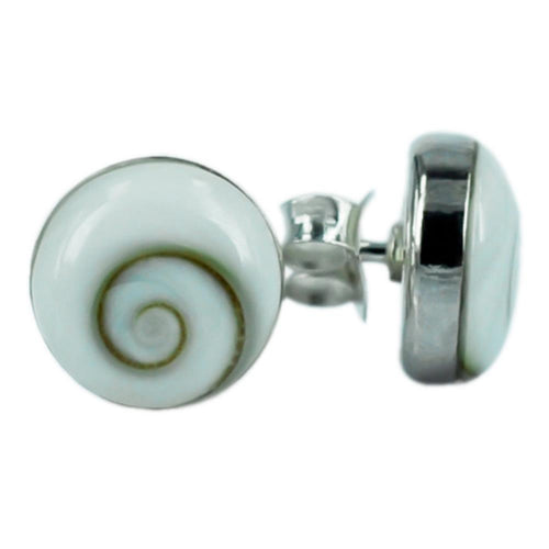 Shivaauge rund 8 mm gefasst Silberohrstecker Ohrstecker 925er Silber Shiva Auge Eye Damen Schmuck
