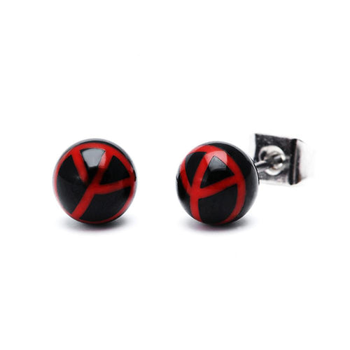 Ohrstecker Peace Kugel 6 mm Acryl Unisex Ohrringe Edelstahl nickelfrei rot schwarz