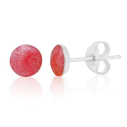 Ohrstecker rosa marmoriert 925er Sterling Silber Ohrringe Damen Schmuck