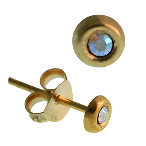 Ohrstecker Glaskristall vergoldet rund weiß facettiert 925er Sterling Silber gold Ohrringe