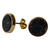 Load image into Gallery viewer, Ohrstecker gold Stein rund Zinklegierung geometrisch
