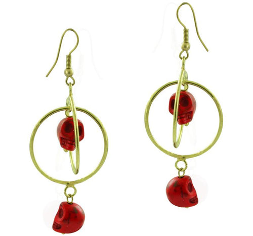 Ohrringe Damen Ohrhänger Kupfer Ohrschmuck Schmuck Hänger Totenkopf
