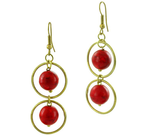 Kupferohrringe Ohrringe Damen Ohrhänger Kupfer Ohrschmuck Schmuck zwei Kreise zwei Kugeln