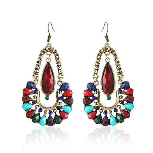 Brass Ohrringe Ohrhänger Ohrschmuck Damen Brasshänger Vintage Steine rot blau grün