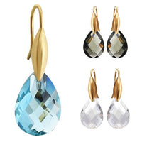 Load image into Gallery viewer, Brass Ohrringe Ohrhänger Mandel gold Glaskristall facettiert Tropfen nickelfrei Damen
