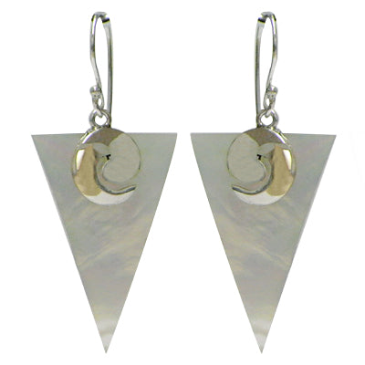 Perlmutt Muschel Silberohrringe Ohrringe Ohrhänger 925er Sterling Silber Dreieck Spirale Schmuck