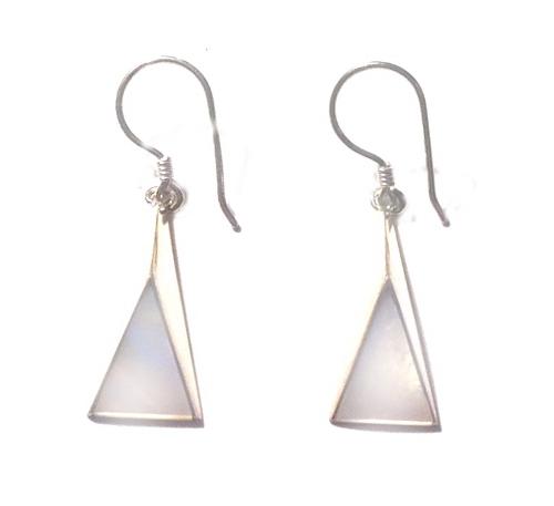 Perlmutt Muschel Silberohrringe Ohrringe Ohrhänger 925er Sterling Silber Dreieck Schmuck