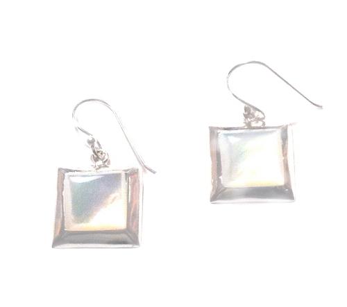 Perlmutt Muschel Silberohrringe Ohrringe Ohrhänger 925er Sterling Silber Quadrat Schmuck