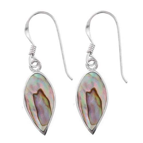 Perlmuttohrringe Blätter Abalone bunt 20 mm 925er Sterling Silber Ohrringe Paua