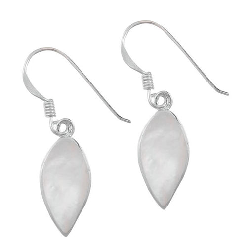 Perlmuttohrringe Blätter weiß 20 mm 925er Sterling Silber Ohrringe Perlmutt schillernd