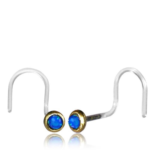 Nostril Piercing Messing Nasenstecker Screw Ende Bioflex 0,8 mm golden Steine