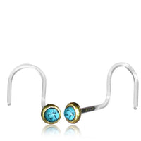 Load image into Gallery viewer, Nostril Piercing Messing Nasenstecker Screw Ende Bioflex 0,8 mm golden Steine
