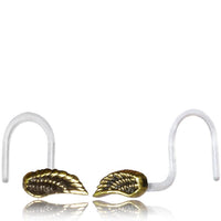 Load image into Gallery viewer, Nostril Piercing Messing Nasenstecker Screw Ende Bioflex 0,8 mm golden Steine
