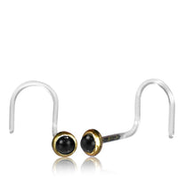 Load image into Gallery viewer, Nostril Piercing Messing Nasenstecker Screw Ende Bioflex 0,8 mm golden Steine
