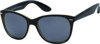 Load image into Gallery viewer, The Sonnenbrille Nerdbrille Atzenbrille getönt 400UV Tattoo is a black wayfarer-style retro sunglass with dark tinted lenses, curved arms, metallic accents at the hinges, and a subtle temple pattern.
