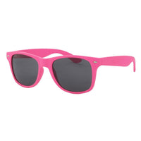 Load image into Gallery viewer, The Unisex Sonnenbrille Nerdbrille features bright pink frames, wide arms, and retro style with dark UV Schutz 400 lenses, displayed on a white background.
