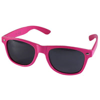 Load image into Gallery viewer, The Sonnenbrille Nerd einfarbig Unisex Brille features bright pink frames, dark mirrored lenses, and 400 UV protection, offering bold style and essential eye care. Shown on a white background, this vibrant unisex pair suits any look.
