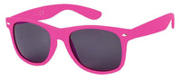 Load image into Gallery viewer, The Sonnenbrille Nerd einfarbig Unisex Brille features bright pink frames and dark tinted, mirrored lenses with 400 UV protection, displayed against a white background.
