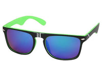Load image into Gallery viewer, Sonnenbrille Panto Nerd Style Rauten Spitze 400UV bunt verspiegelt Rillen schwarz

