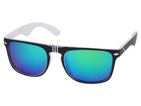 Load image into Gallery viewer, Sonnenbrille Panto Nerd Style Rauten Spitze 400UV bunt verspiegelt Rillen schwarz
