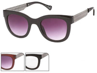 Load image into Gallery viewer, Sonnenbrille Nerd breite Metallbügel Rautenmuster 400 UV Bügelkappen
