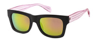 Load image into Gallery viewer, Sonnenbrille Nerd breit Gestell pink blau 400UV verspiegelt
