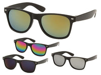 Load image into Gallery viewer, Sonnenbrille bunt verspiegelt schwarzer Rahmen 400 UV classic Nerd
