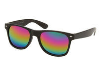 Load image into Gallery viewer, Sonnenbrille bunt verspiegelt schwarzer Rahmen 400 UV classic Nerd
