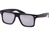 Load image into Gallery viewer, A pair of Sonnenbrille kantig Nerdbrille verspiegelt 400 UV unisex Tropfen with black, thick rectangular frames and mirrored lenses in retro style, offering UV 400 protection, displayed against a white background.
