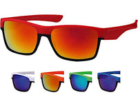 Load image into Gallery viewer, Sonnenbrille verspiegelt 400UV eckig schwarz oben bunt Sport
