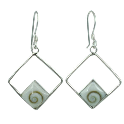 Shivaauge Silberohrringe Karo Rand Ohrringe 925er Sterling Silber Shiva Auge Eye Damen Schmuck