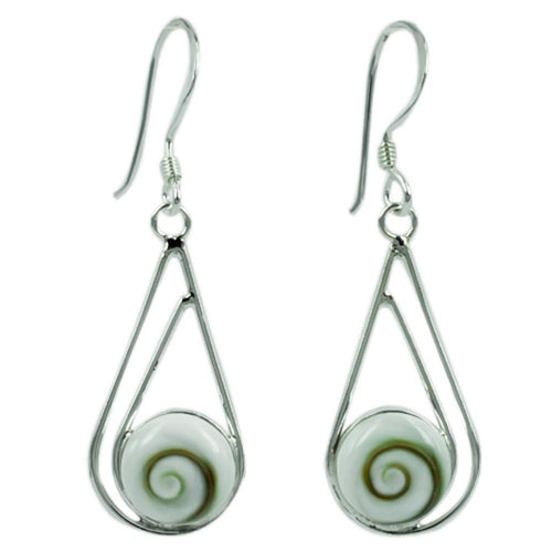 Shivaauge Silberohrringe zwei Tropfen Rand Ohrringe 925 Sterling Silber Shiva Auge Eye Damen Schmuck