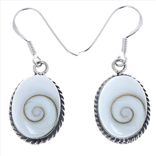 Shivaauge Silberohrringe Ohrringe Zopfmuster oval 925er Sterling Silber Shiva Auge Eye Damen Schmuck