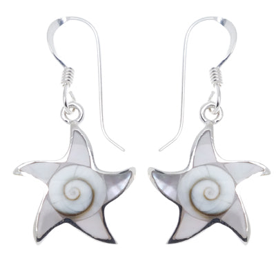 Shivaauge Perlmutt Silberohrringe Seestern Ohrringe 925 Sterling Silber Shiva Auge Eye Damen Schmuck