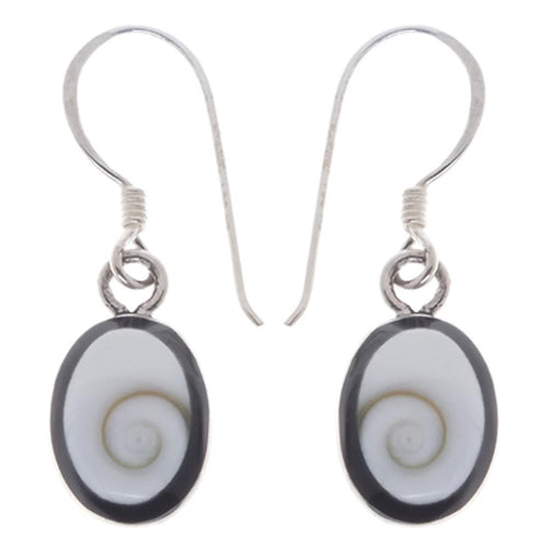 Shivaauge Silberohrringe schwarz oval Rand 10 mm Ohrringe Ohrhänger 925er Silber Shiva Auge Eye