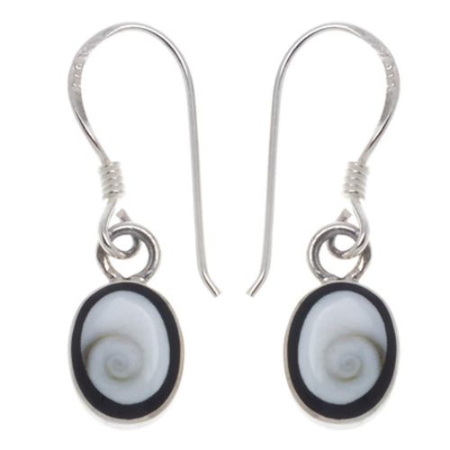 Shivaauge Silberohrringe schwarz oval Rand 8 mm Ohrringe 925er Silber Shiva Auge Eye Damen Schmuck