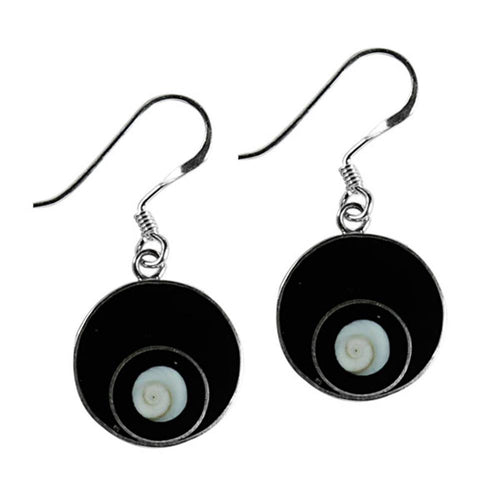 Shivaauge Kreise Resin schwarz Ohrringe 14 mm 925er Sterling Silber Shiva Auge Shivaeye