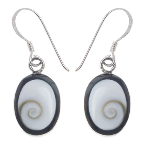 Shivaauge Silberohrringe schwarz oval Raisin Ohrringe 925er Silber Shiva Auge Eye Damen Schmuck